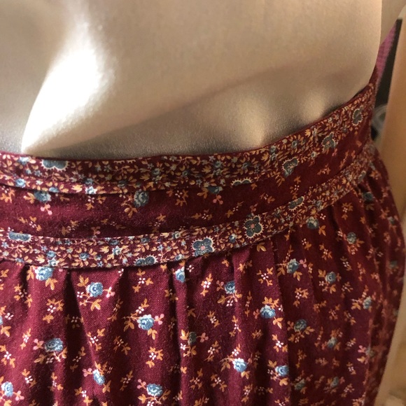 Vintage 1970’s handmade Gunne Sax style skirt / burgundy calico, button front - Picture 6 of 8